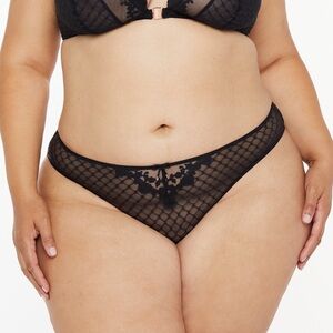 SAVAGE X FENTY Baroque Bodage OpenBack Brazilian Undie in Black Caviar Sz 1X NWT